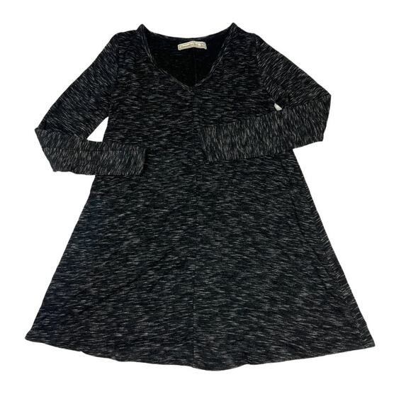 Abercrombie & Fitch Dress Spacedye Black V-Neck Long Sleeve Mini Women's XS‎ - Picture 1 of 9